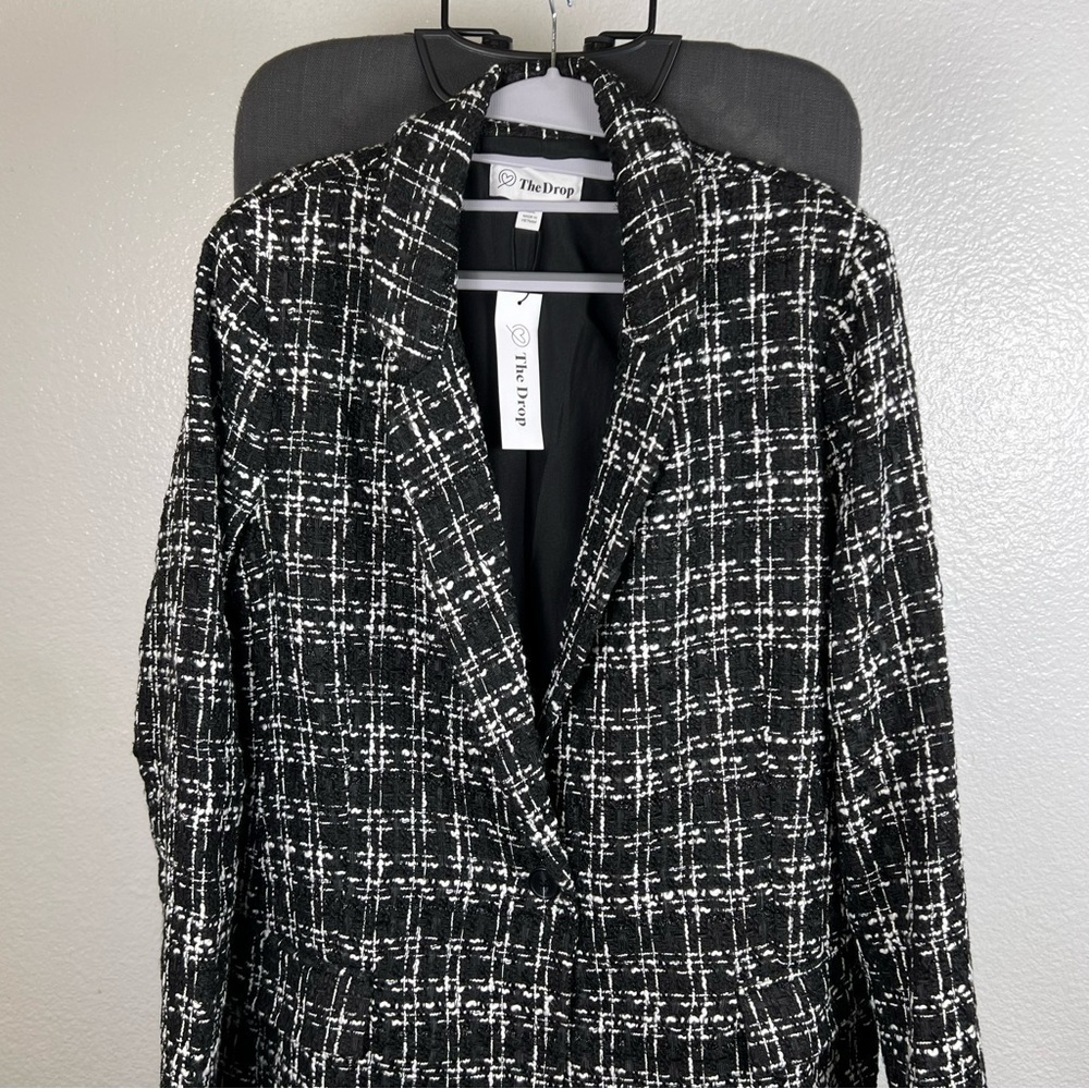 The Drop Black and White Plaid Women's Blazer Size XXL - Picture 2 of 9